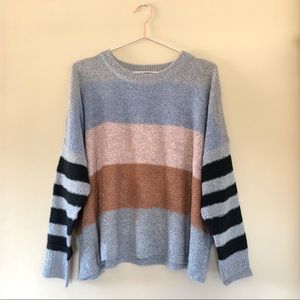 Crew neck color block stripe sweater